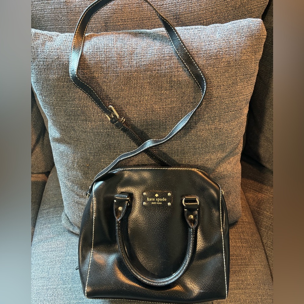 Kate Spade Maise Black Pebbled Leather Satchel Crossbody Bag
